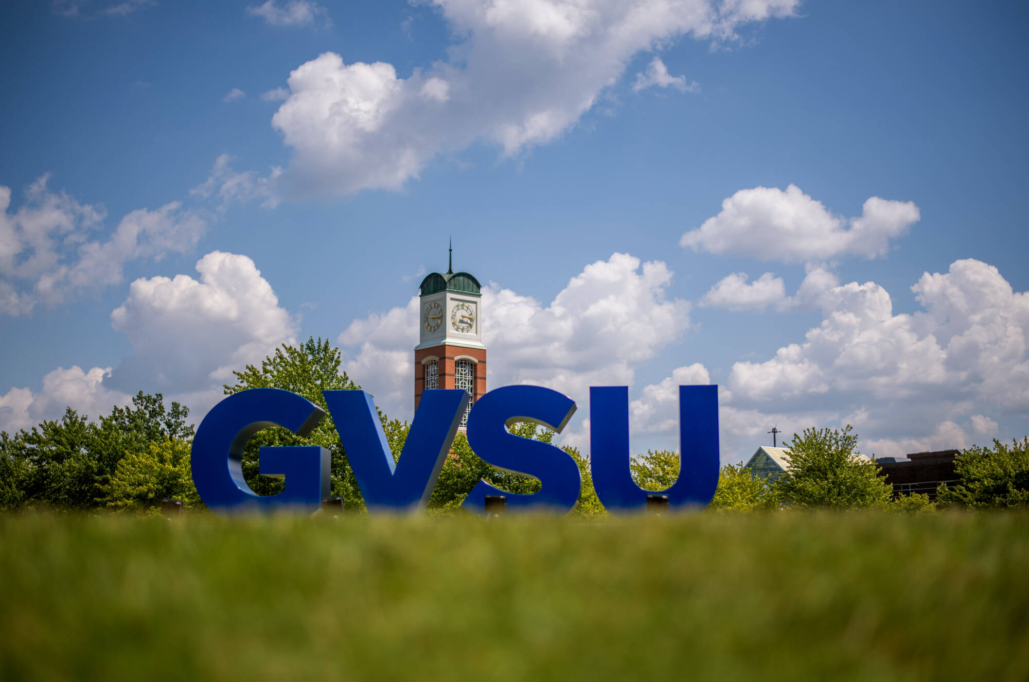 gvsu letters and clock tower